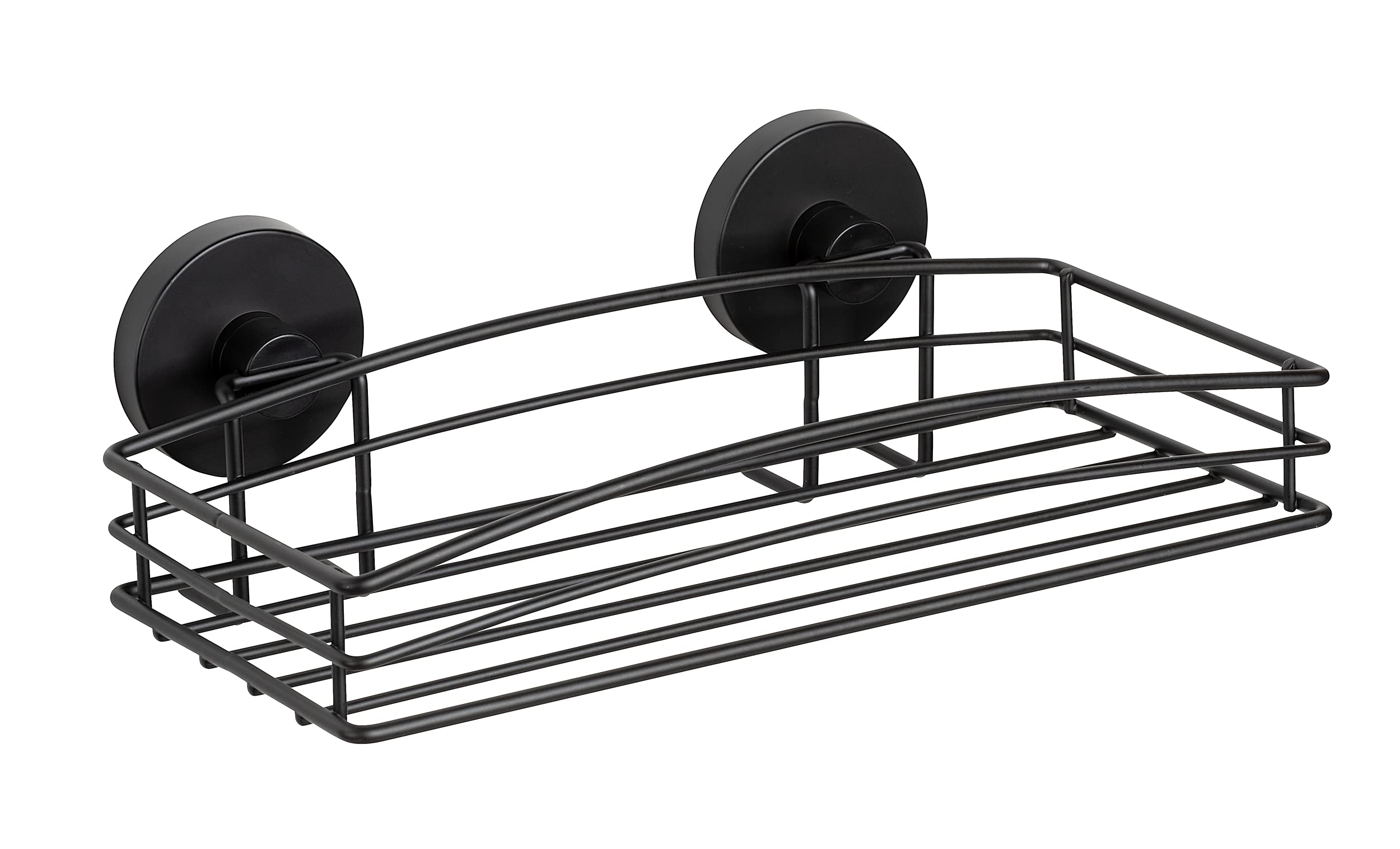 WENKO Vacuum-Loc Wall Shelf – Black Steel Drill-Free Storage Basket