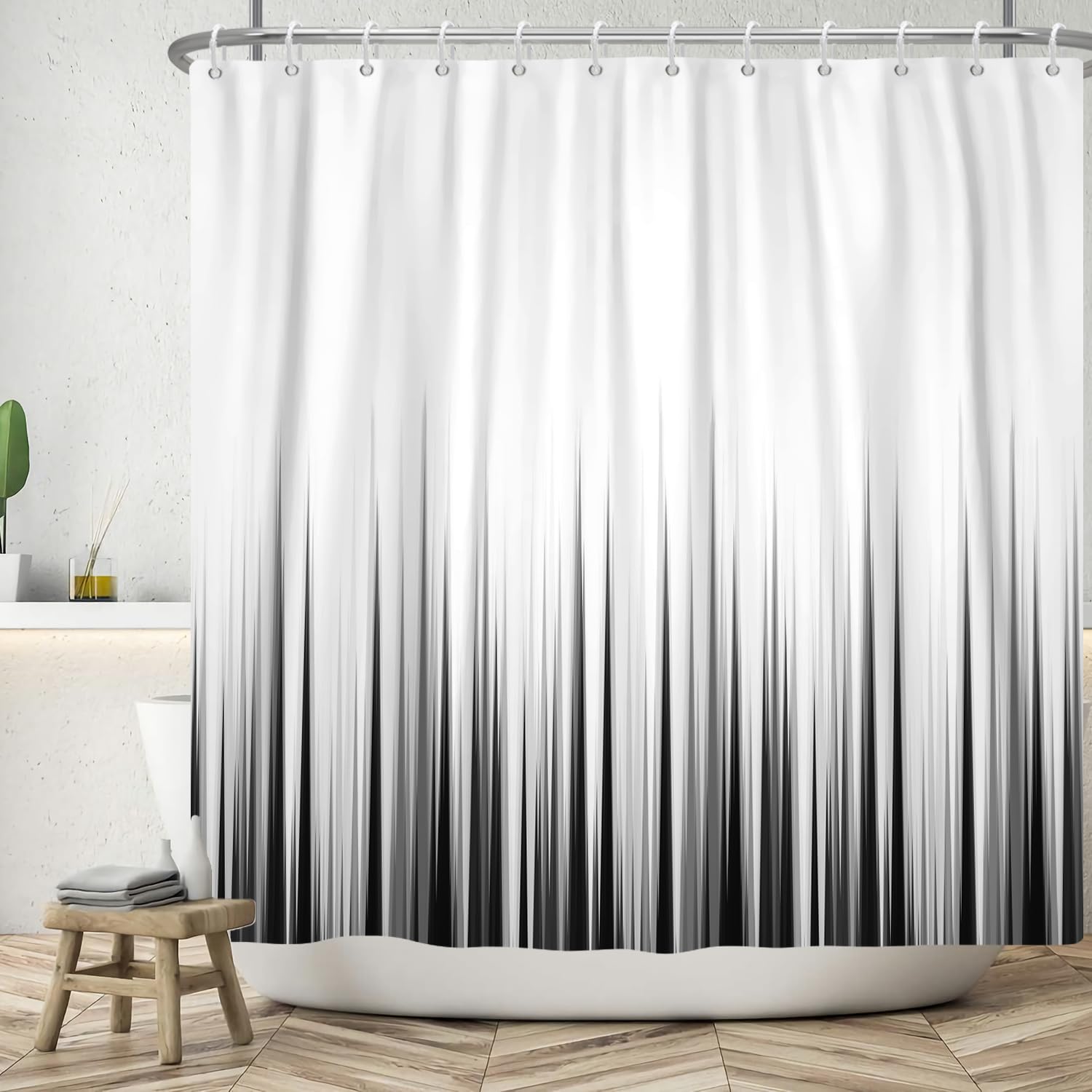 Black & White Gradient Shower Curtain | Waterproof Polyester