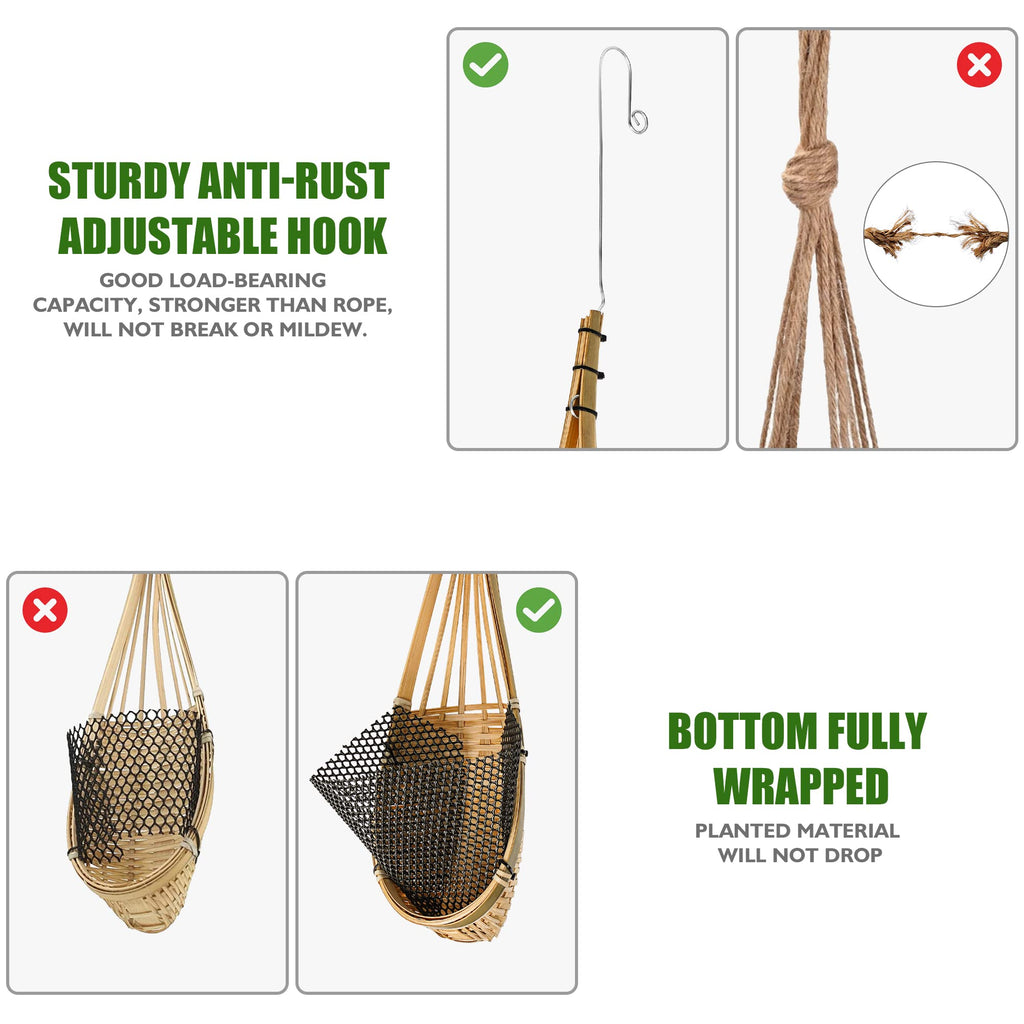 Lanccona 5-Inch Bamboo Orchid Hanging Planter – 6 Pack Hand-Woven Baskets