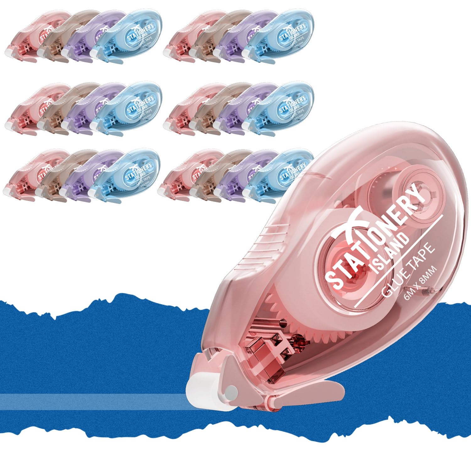 Stationery Island Glue Tape Roller – 24 Pack Double Sided Adhesive Tape