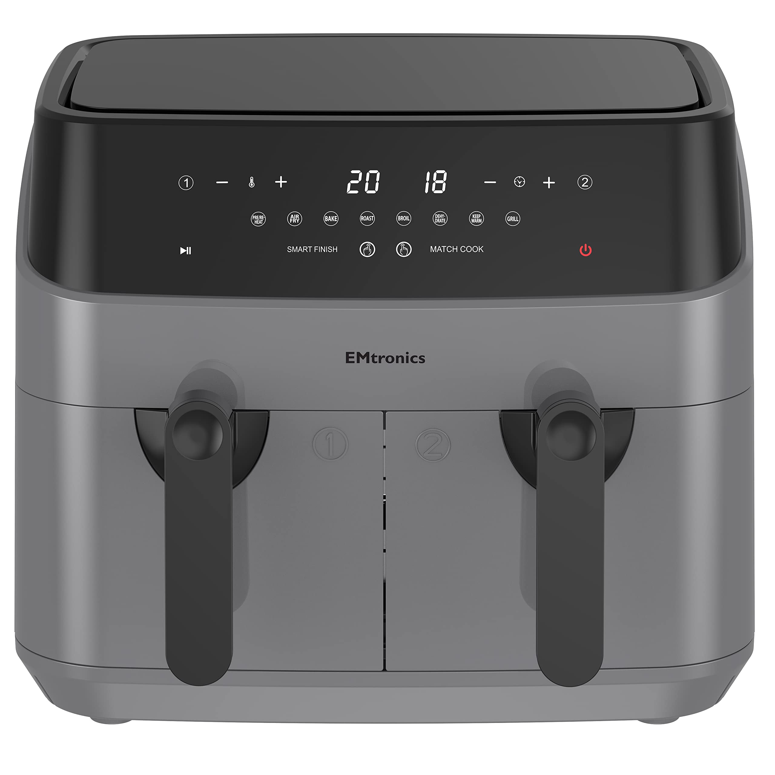 EMtronics Dual Air Fryer | 9L Extra Large Double Basket | 1750W Digital