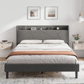 IRONCK 5ft King Size Bed Frame with Charging Station, Bed Frame King with Upholstered Storage Headboard, Sturdy Wooden Slat Support - image 1