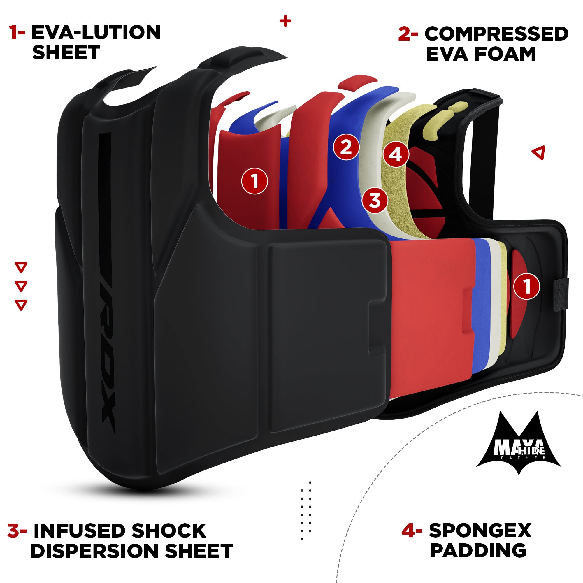 RDX KARA Chest Guard | Maya Hide Leather MMA & Muay Thai Body Protector