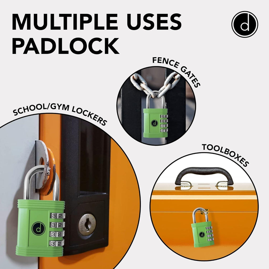 Desired Tools 4-Digit Combination Padlock – Heavy Duty Gym & Gate Lock
