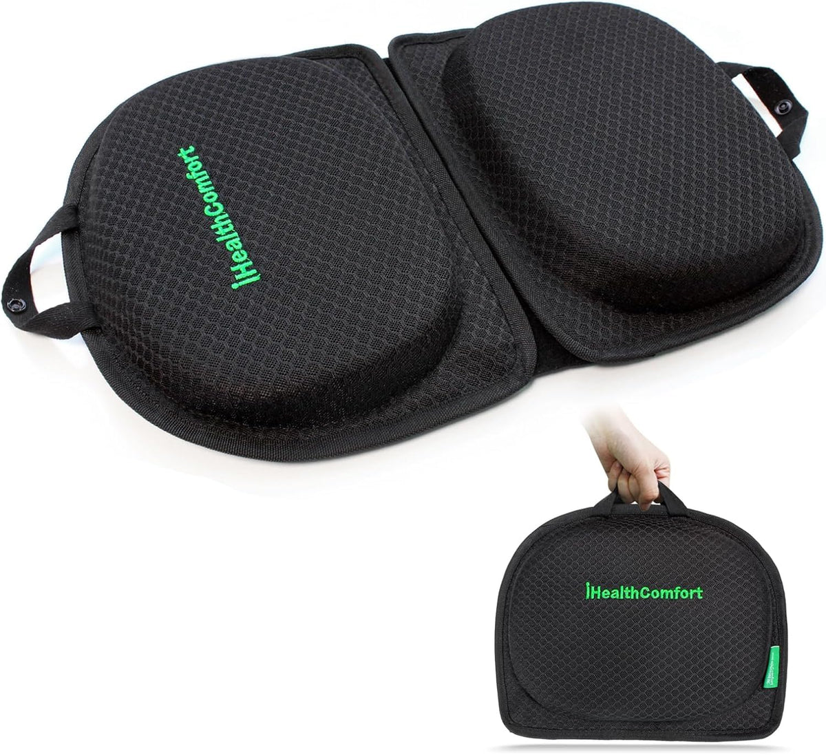 IHEALTHCOMFORT Small Travel Seat Cushion,Gel Memory Foam Seat Cushion,Supportive Butt Pillow,Portable and Foldable for Long Sitting Hours on Stadium - image 1