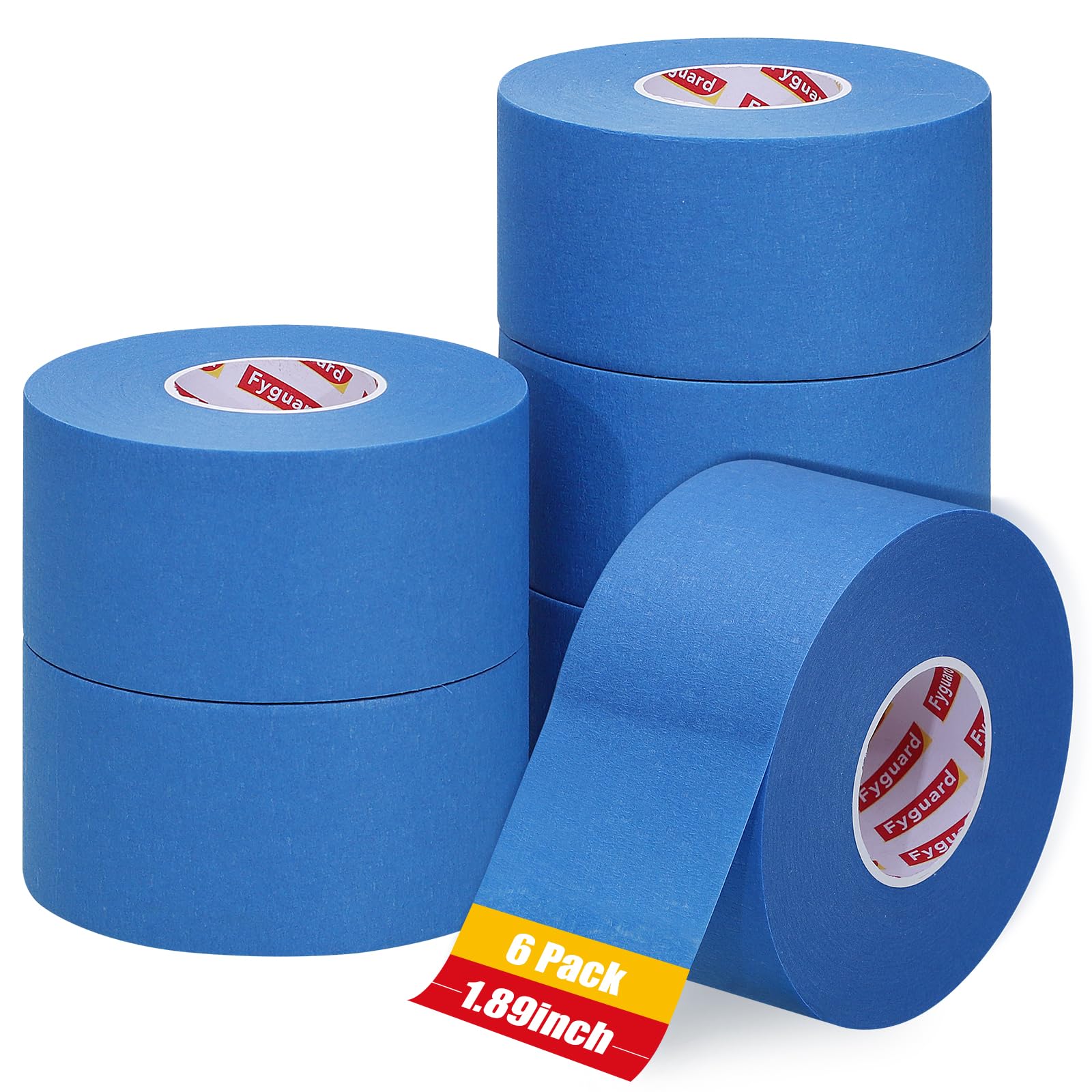 Fyguard Blue Painters Tape – 6 Rolls 48mm x 50m Masking Tape for DIY