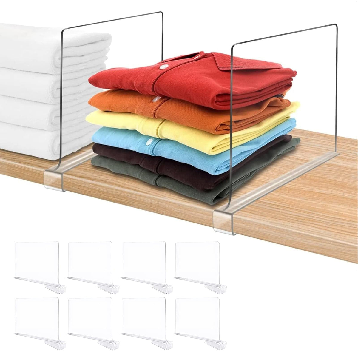 DYUEE Acrylic Shelf Dividers 8 Pack Closet Organizers and Storage Shelves - image 1