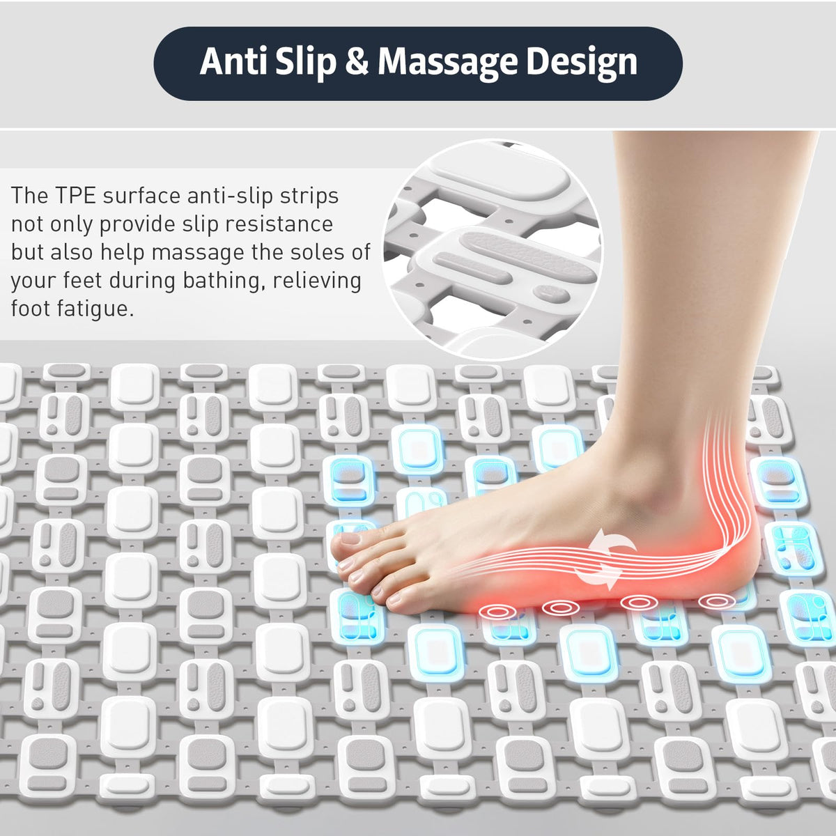 XIYUNTE Soft Shower Mat Non Slip Anti Mould for Elderly - 70x40cm Cut-to-Fit Non Slip Shower Mats for Inside Shower - image 5