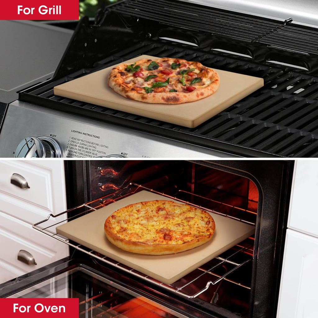 Unicook 30.5cm Square Pizza Stone | Cordierite Ceramic Baking Stone