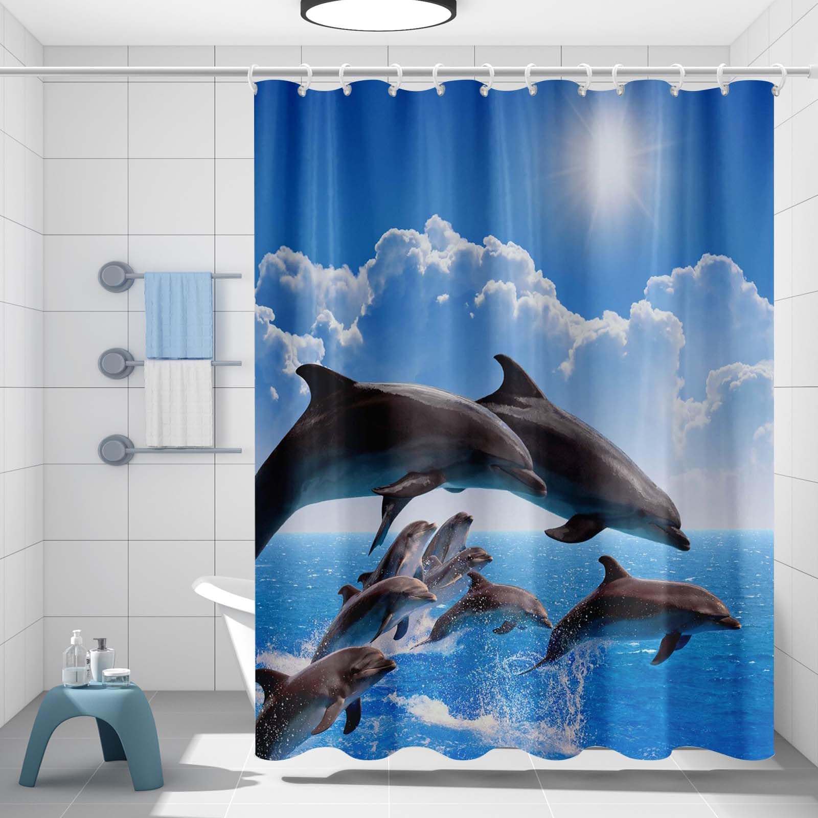 Jolof Store Fabric Shower Curtain – Mold Resistant Underwater Pattern