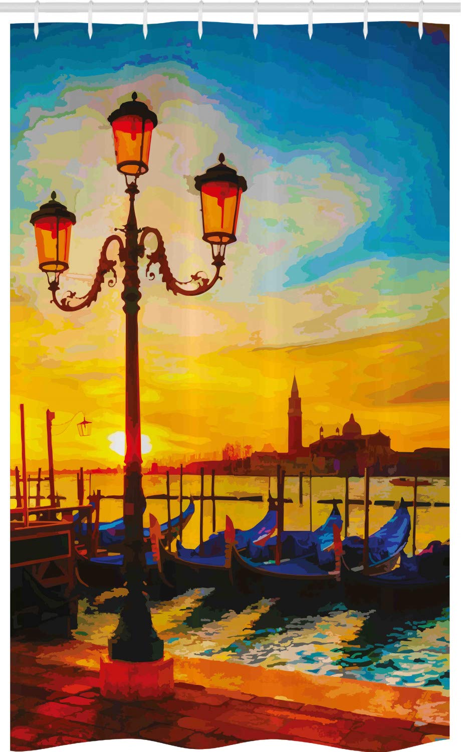 ABAKUHAUS Venice Stall Shower Curtain – Waterproof Fabric, 47" x 70"