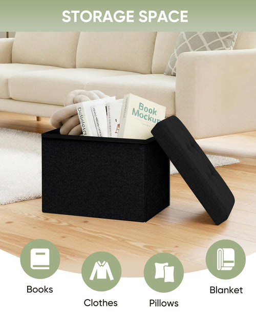 Bonlife Storage Ottoman, Folding Small Foot Rest,Toy Chest Storage Footrest Seat, Footstool for Living Room, Bedroom, Dorm, Fabric,Black,42x32x32cm - image 2