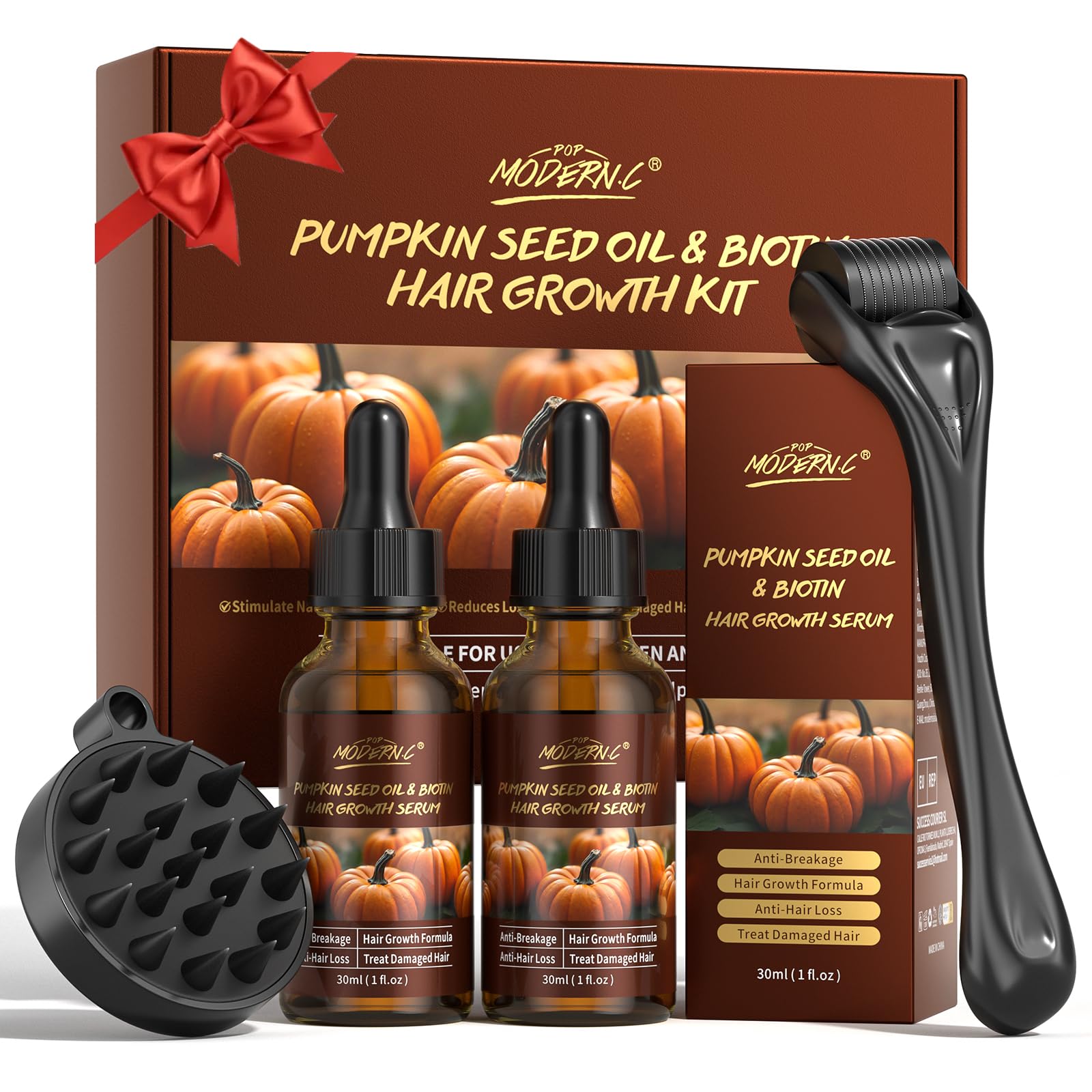 Hair Growth Kit | Pumpkin Seed Oil & Biotin Serum with Roller