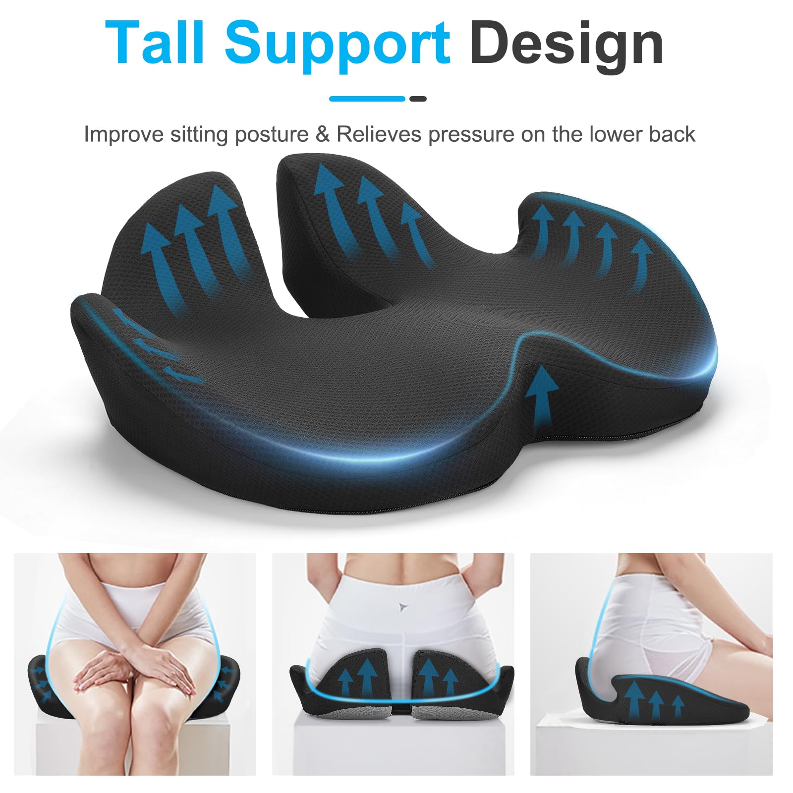 Ajiteogy Memory Foam Seat Cushion | Ergonomic Coccyx & Sciatica Relief