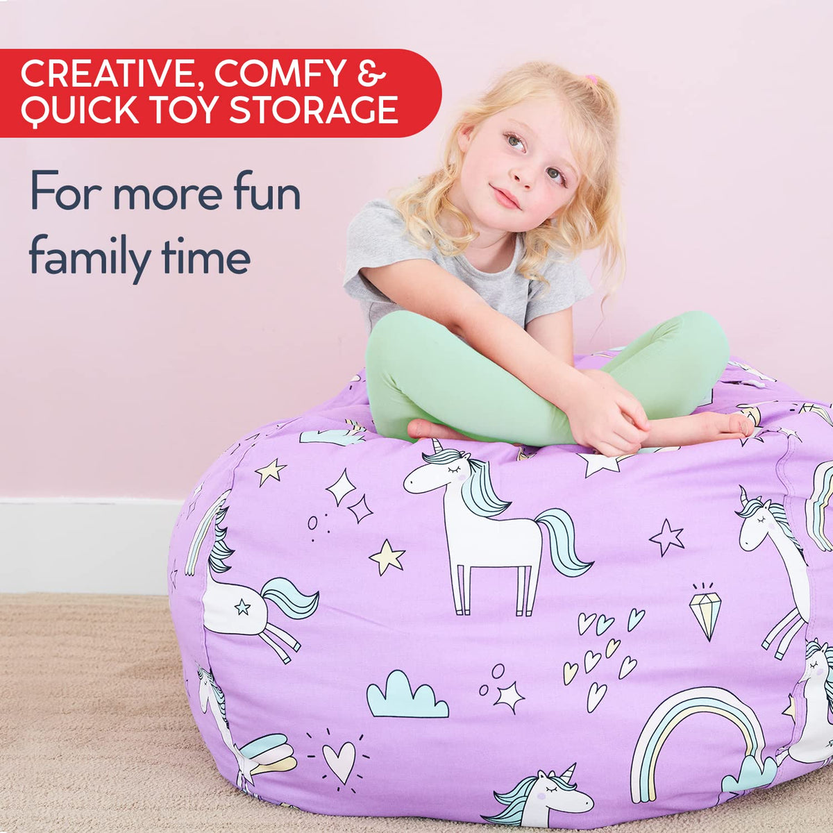 Creative QT Stuff ’n Sit Large 33’’ Bean Bag Storage Cover for Stuffed Animals & Toys, Giant Beanbag Chair for Plush - image 5