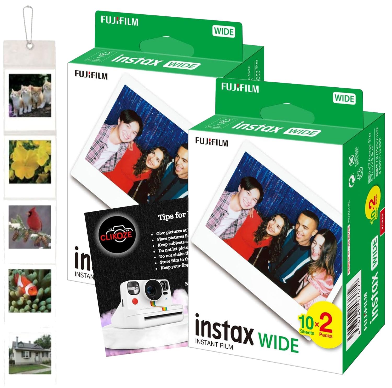 Clikoze Fujifilm Wide Film Bundle - 40 Shots with Photo Album & Tips
