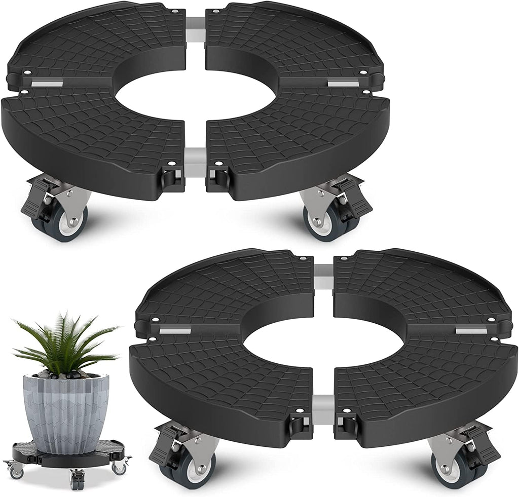 WELDUN 2 Pack Heavy Duty Plant Caddy with Wheels - Adjustable 40-57cm