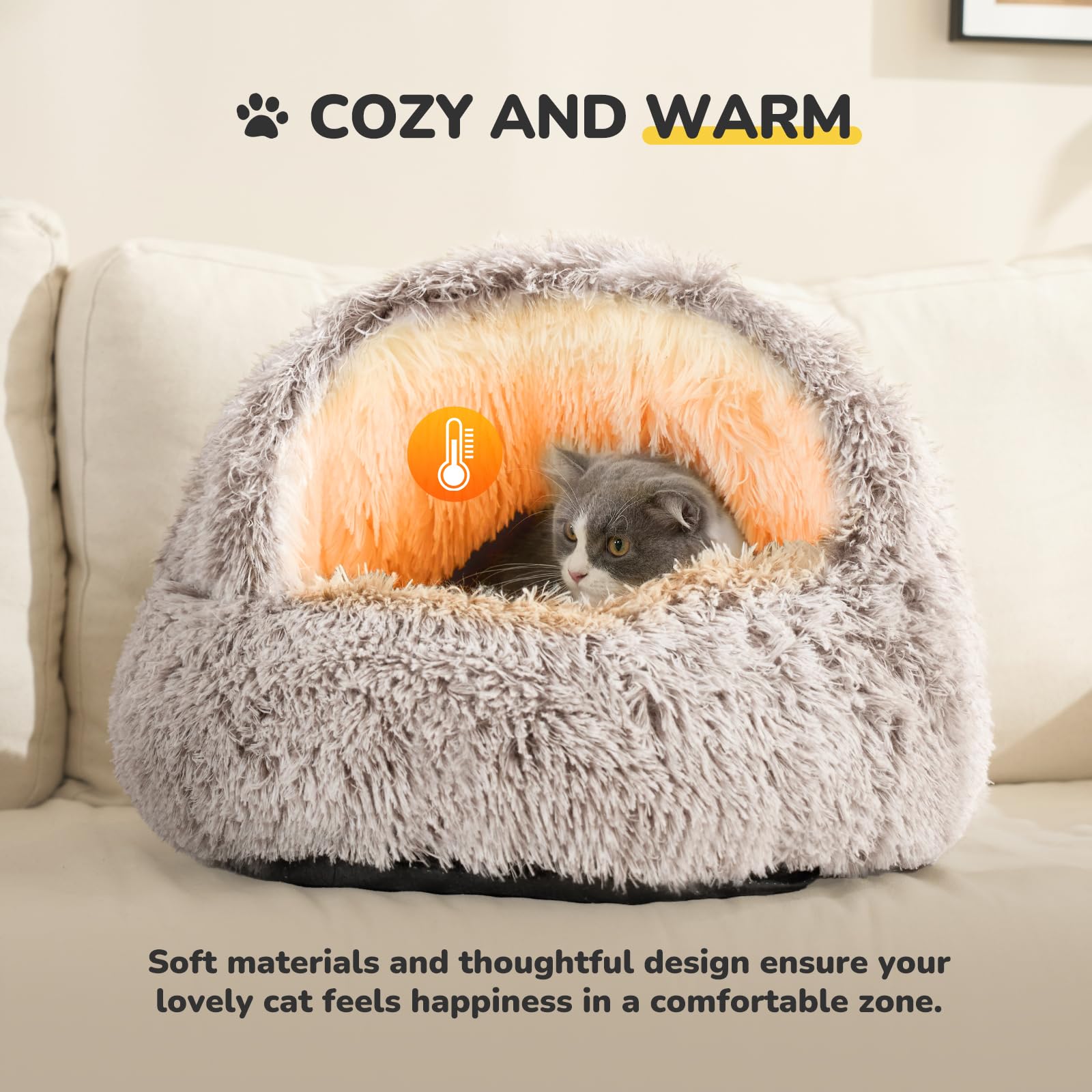 CATISM Cat Bed Cave – Washable Non-Slip Pet Nest Pod for Indoor Cats