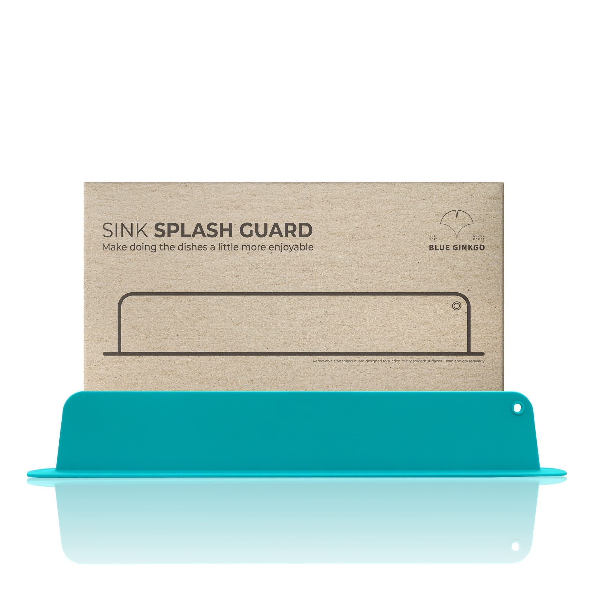 BLUE GINKGO Silicone Sink Splash Guard – 18.9 Inch Kitchen Faucet Protector