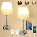 Euxper Crystal Bedside Table Lamps | 3-Way Dimmable Touch Control, Set of 2