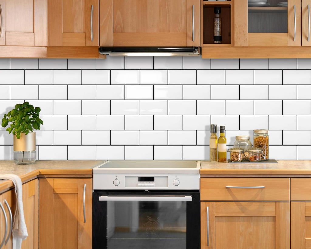 DEWOO White Subway Peel and Stick Wall Tiles - 10-Sheet Kitchen Splashback
