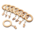 Rosewood Curtain Rings with Clips - 50 Pack for 1 Inch Rod