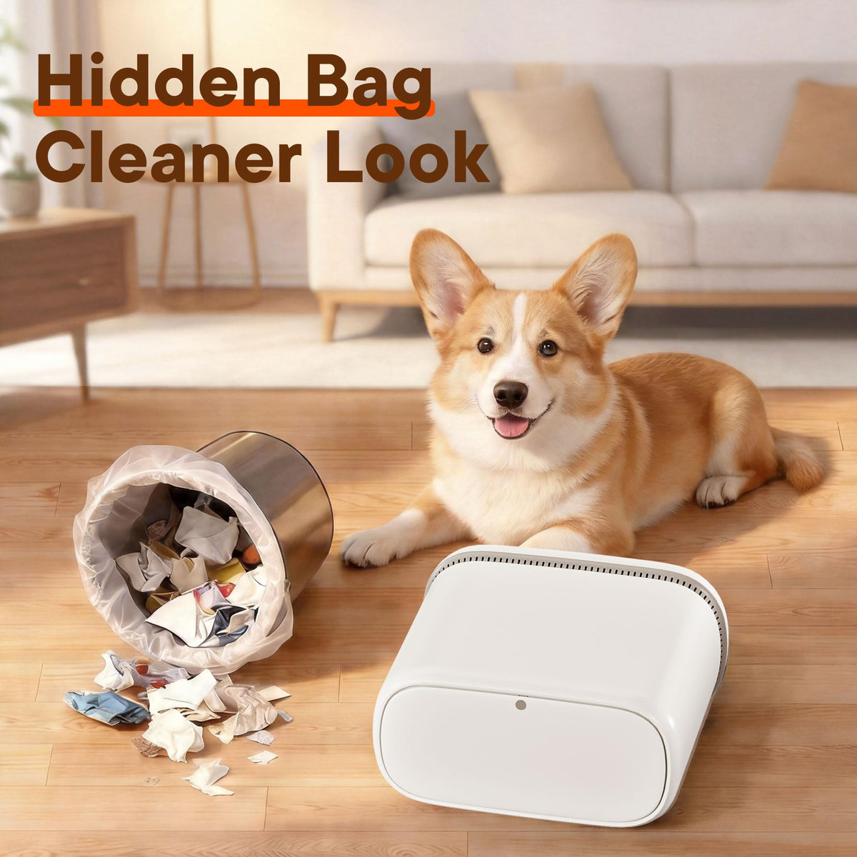TidyTale Bathroom Trash Can with Lid, Small Slim Garbage Bin with Inner Bucket, Dog Proof Press Top Lid Narrow Wastebasket, Hidden Bag Design - image 5