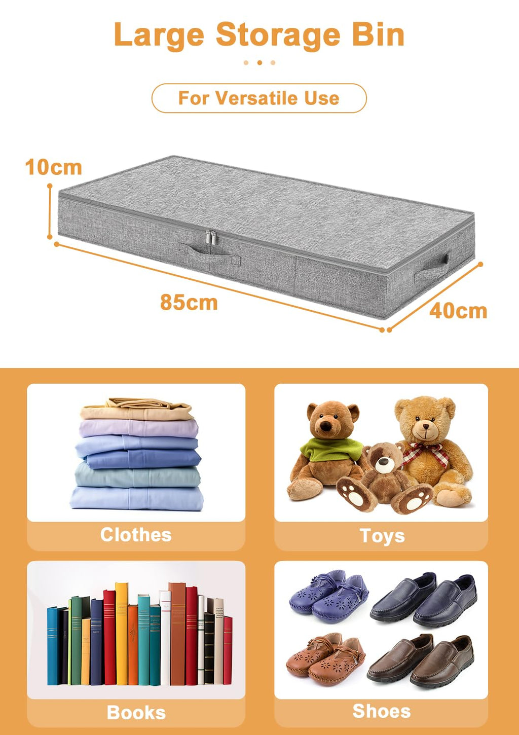 mepure 10cm High Under Bed Storage Low Profile, 85×40×10cm, 2-Pack