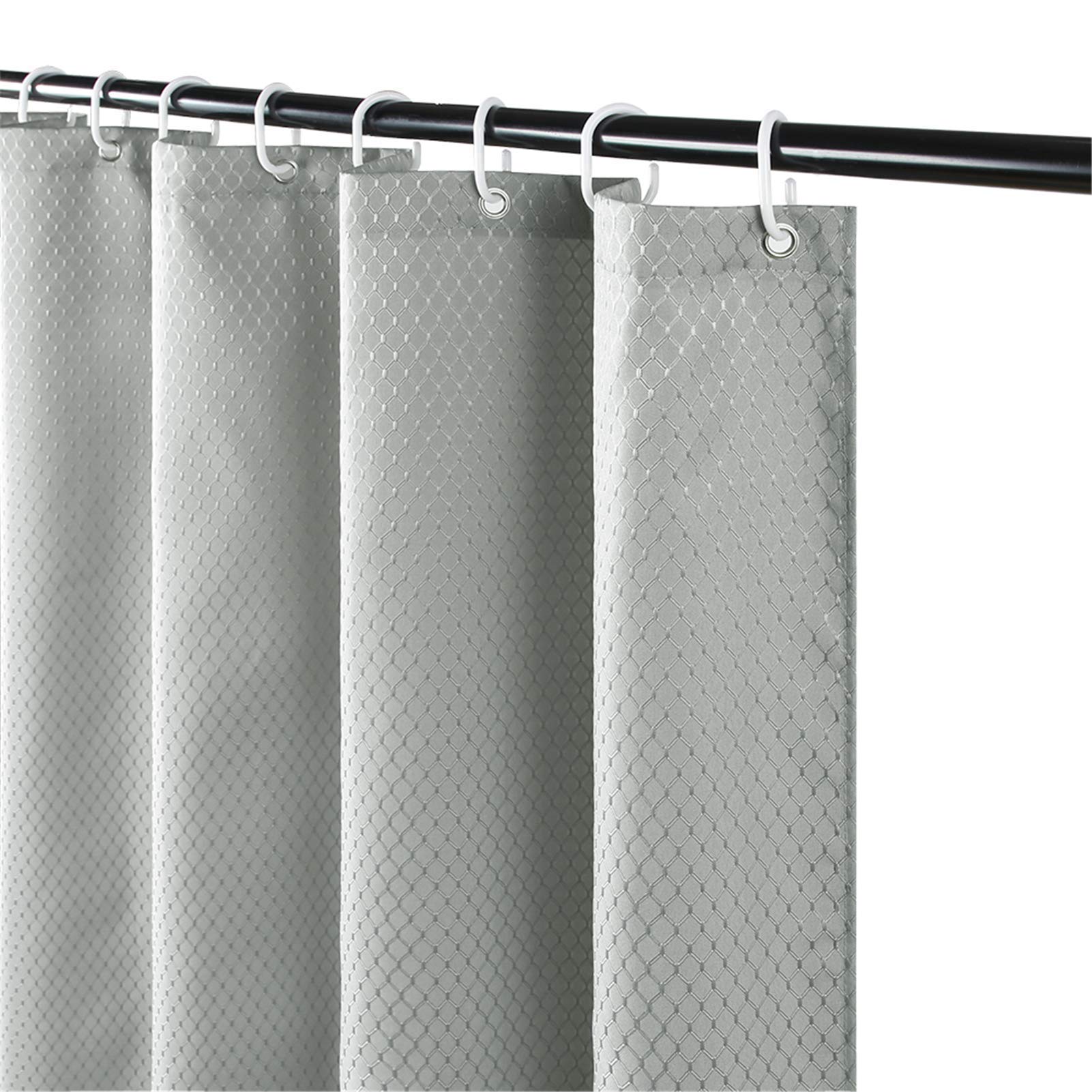 Furlinic Grey Waffle Shower Curtain | Waterproof Anti-Mold Polyester