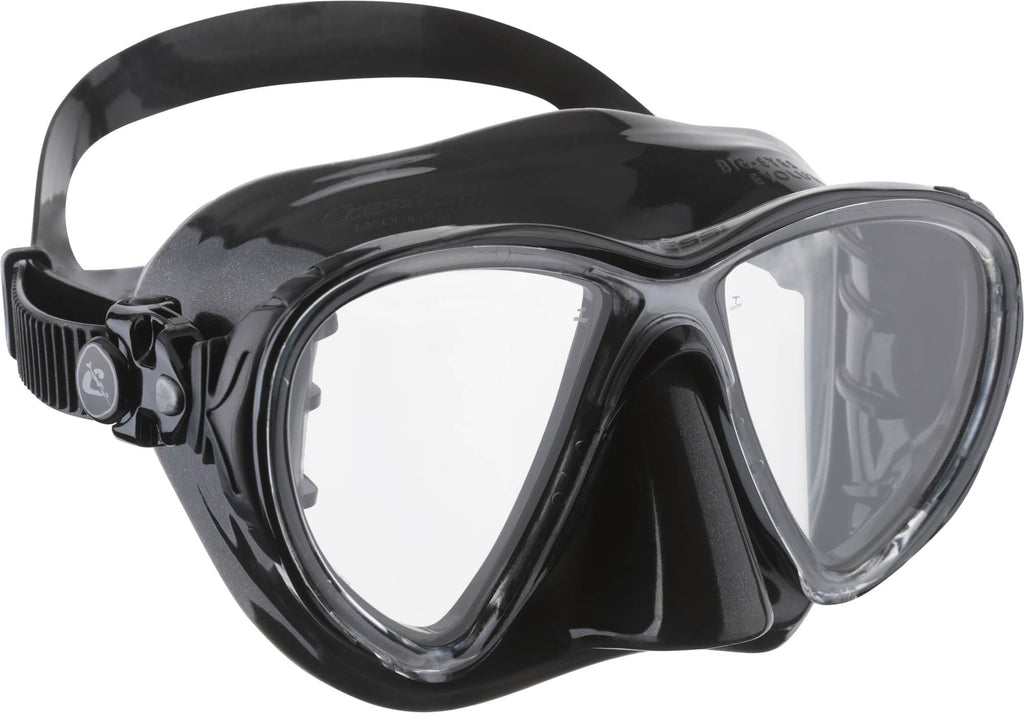 Cressi Big Eyes Evolution & Alpha Ultra Dry Snorkel Set – Black Silicone