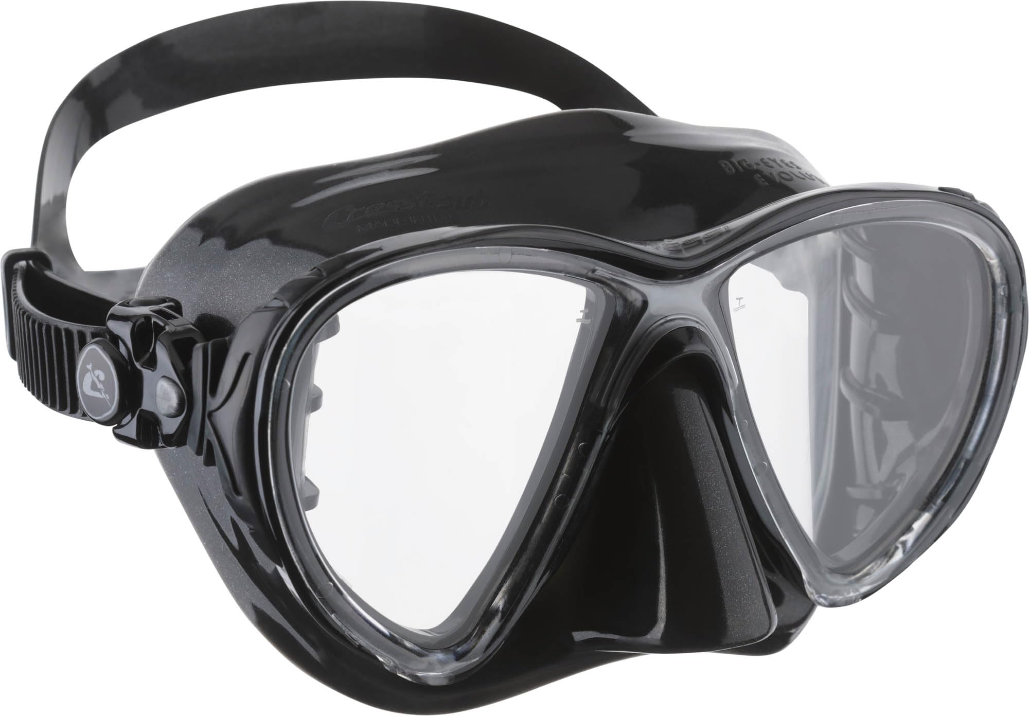 Cressi Big Eyes Evolution & Alpha Ultra Dry Snorkel Set – Black Silicone