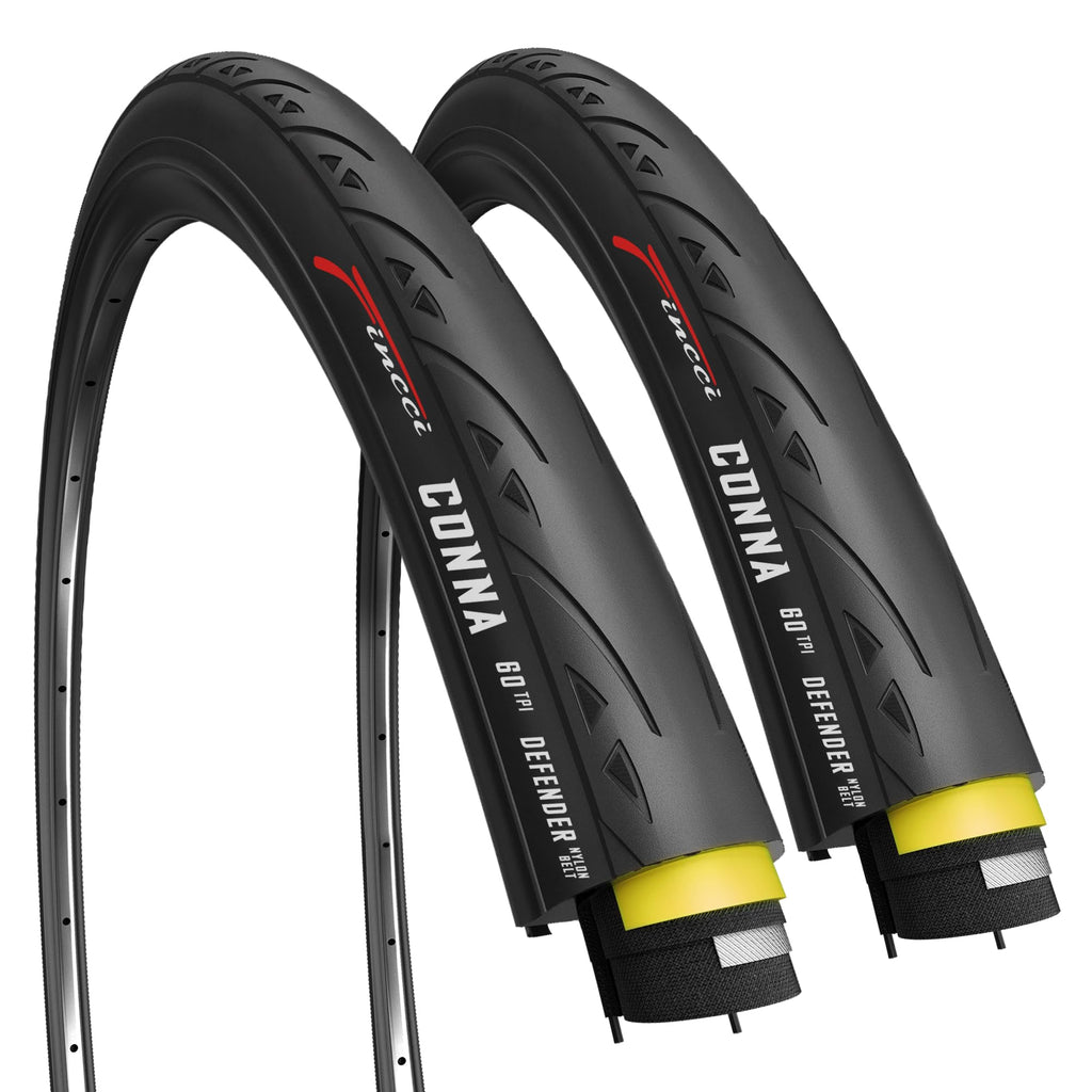 Fincci 700x23c Road Bike Tyres - Pair Foldable Slick Tires with 60 TPI