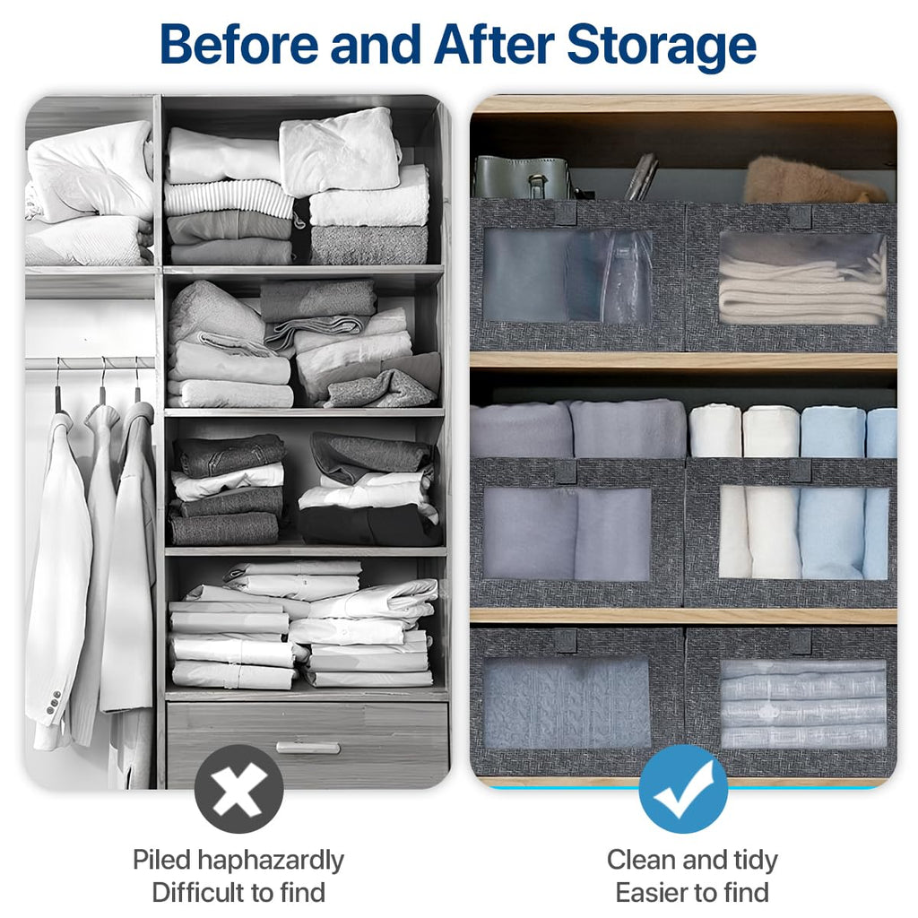 Niviy Clothes Storage Boxes 2 Pack, Foldable Fabric Wardrobe Organiser - image 3