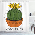 ABAKUHAUS Cactus Shower Curtain – Tropical Plant Fabric Decor with Hooks