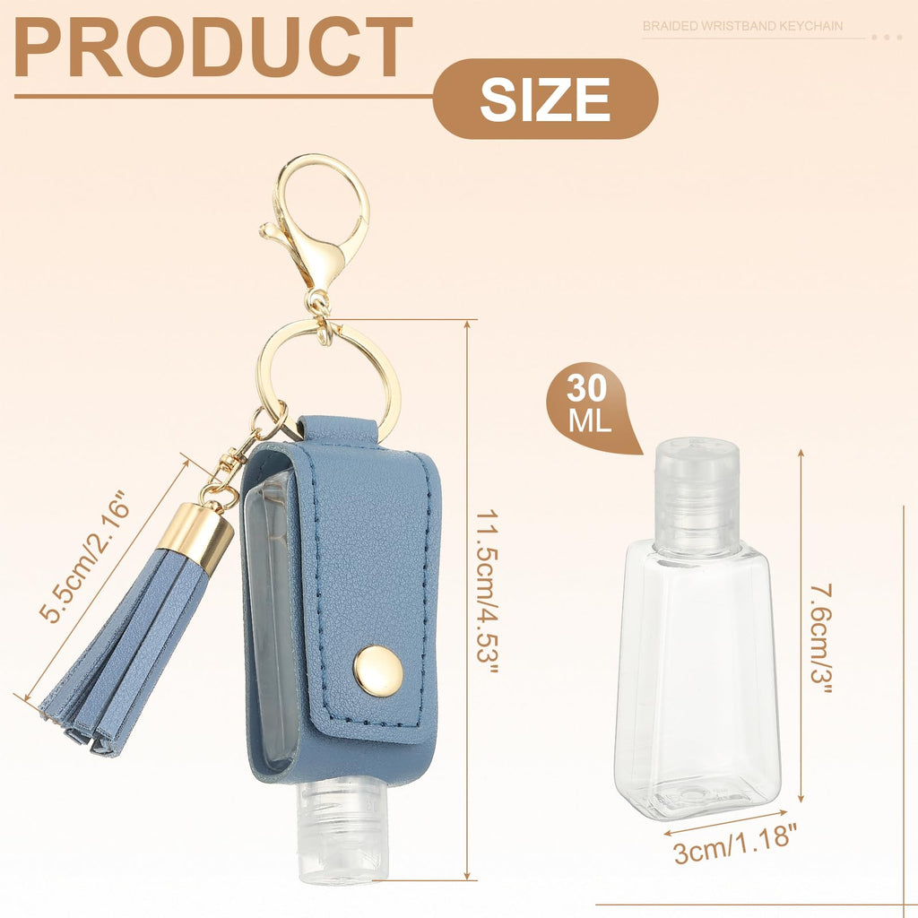 sourcing map Portable Travel Empty Bottle with Keychain, 30ml PU Leather Mini Squeeze Bottles - image 2