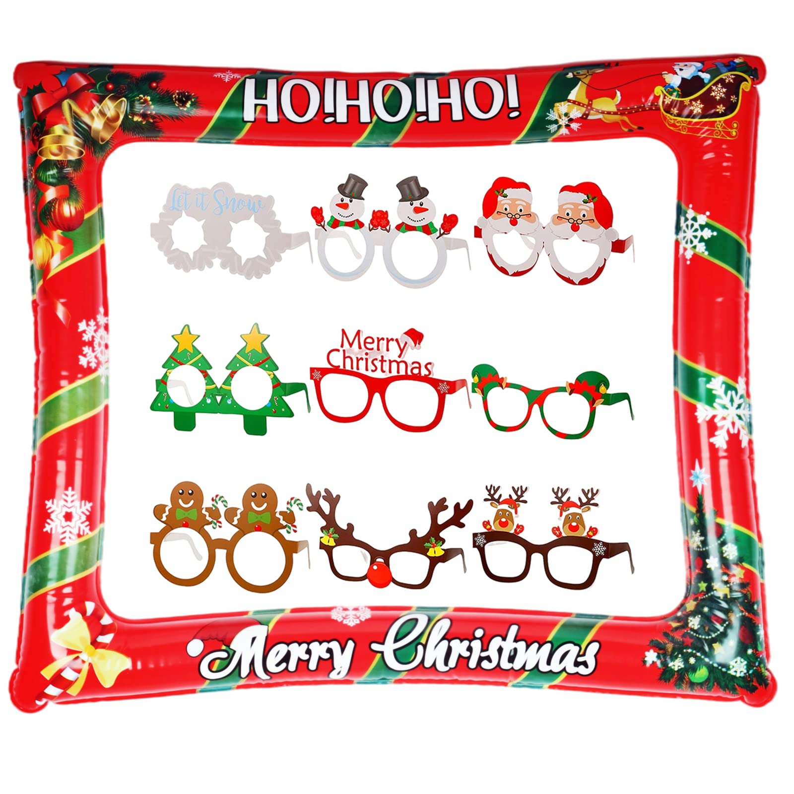 Christmas Inflatable Photo Booth Frame with 9 Props
