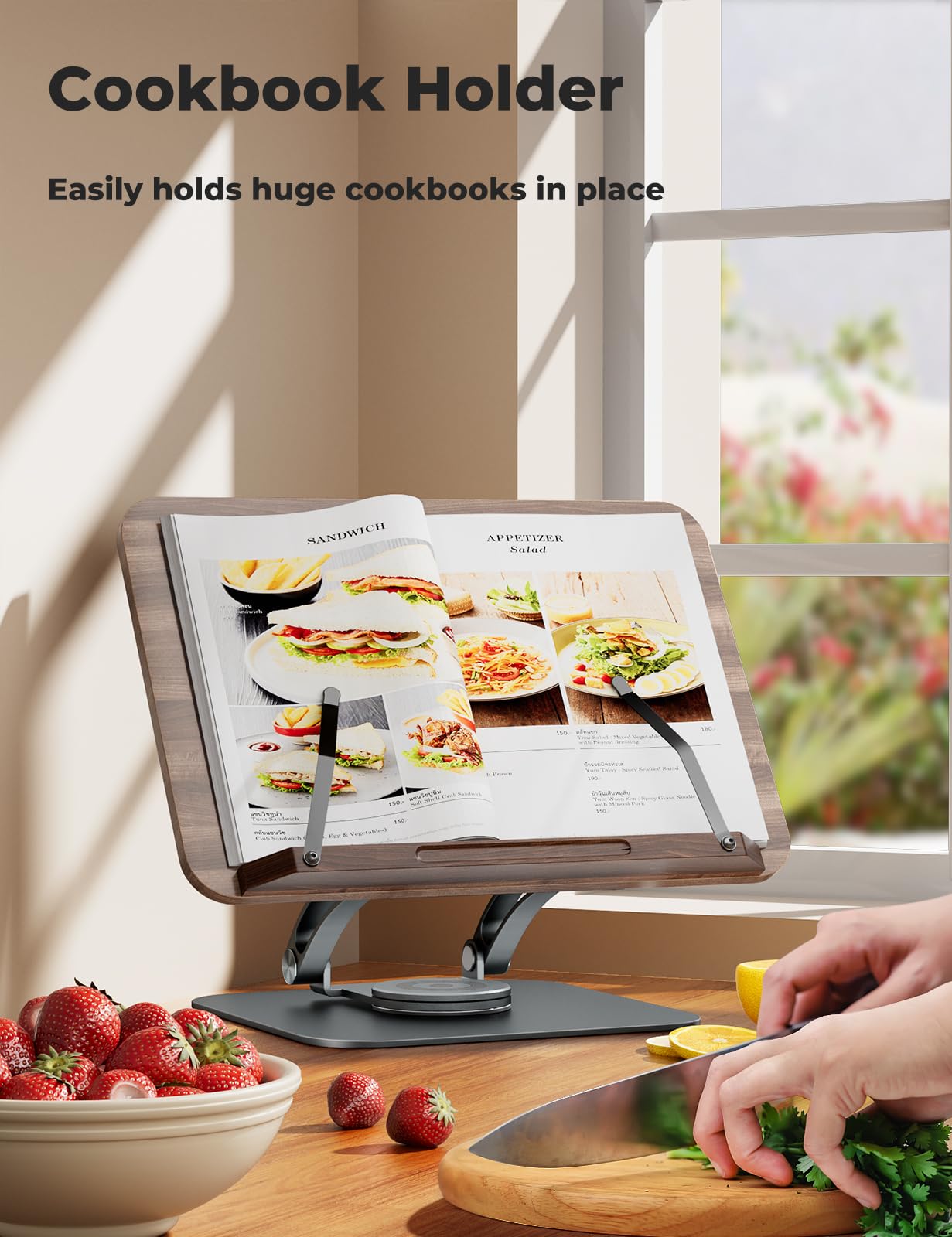 Tounee Adjustable Book Stand – 360 Swivel Foldable Holder for Reading
