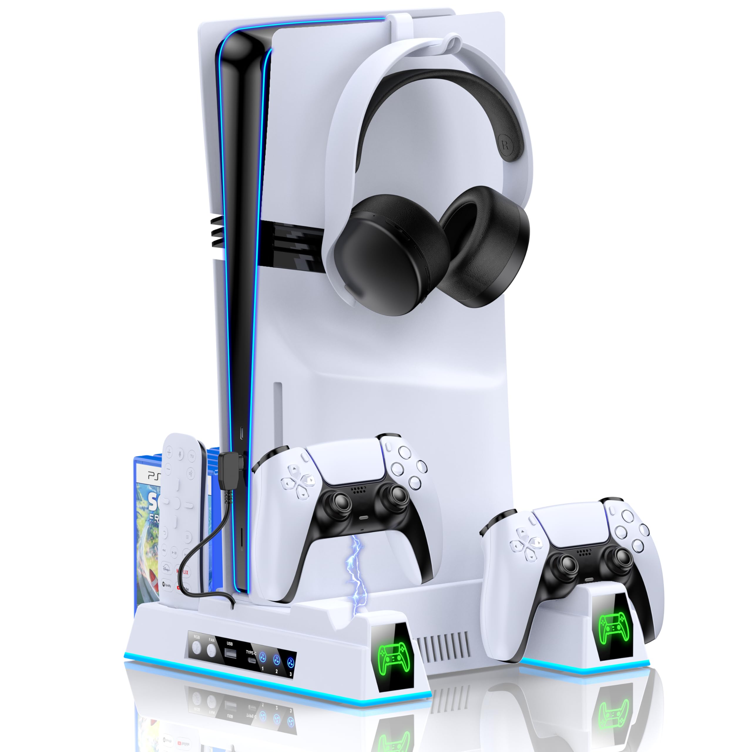 HELLCOOL PS5 Cooling Stand with RGB Light and Controller Charging