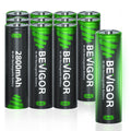 BEVIGOR AA Rechargeable Batteries | 2800mAh NiMH High Capacity 12 Pack