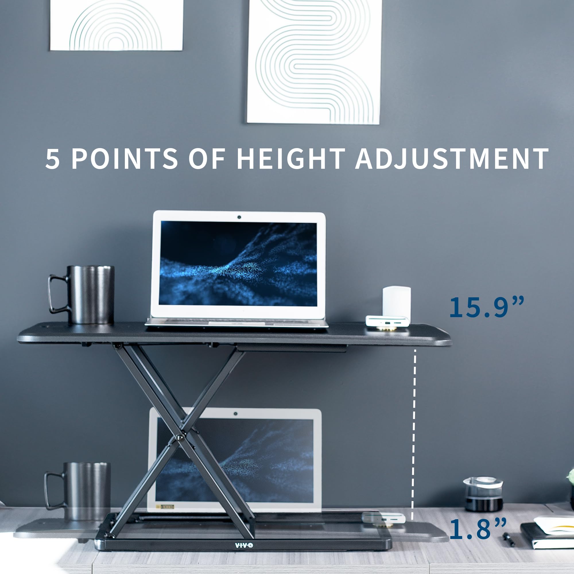 VIVO 81cm Standing Desk Riser | Ultra-Slim Height Adjustable Converter