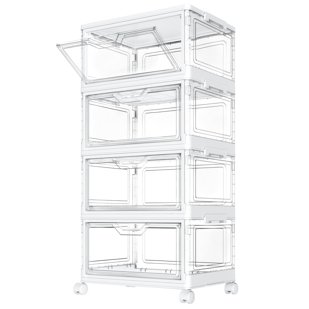 StowBin Storage Boxes with Lid,Plastic Storage Bins with 1 Lid,23L*4 Tier