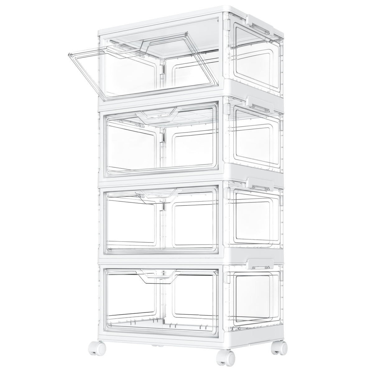 StowBin Storage Boxes with Lid,Plastic Storage Bins with 1 Lid,23L*4 Tier