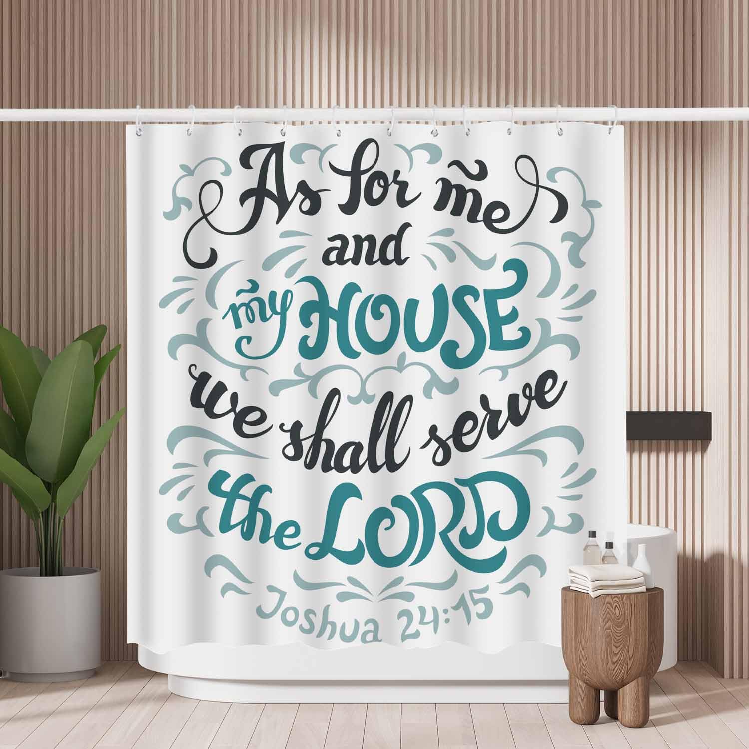 Bible Quote Shower Curtain – Waterproof Mold Resistant Fabric