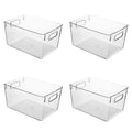 Amtido Clear Plastic Storage Bins | 4-Pack BPA-Free Kitchen Organisers