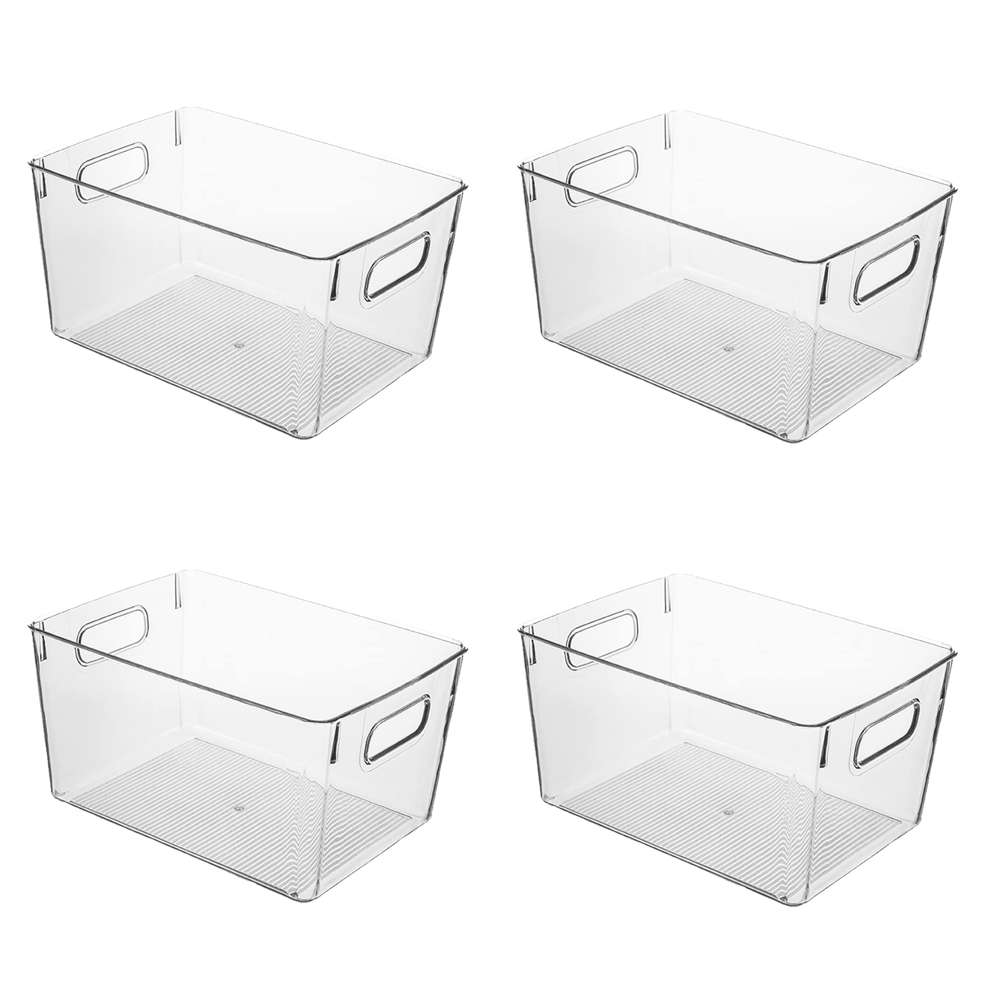 Amtido Clear Plastic Storage Bins | 4-Pack BPA-Free Kitchen Organisers