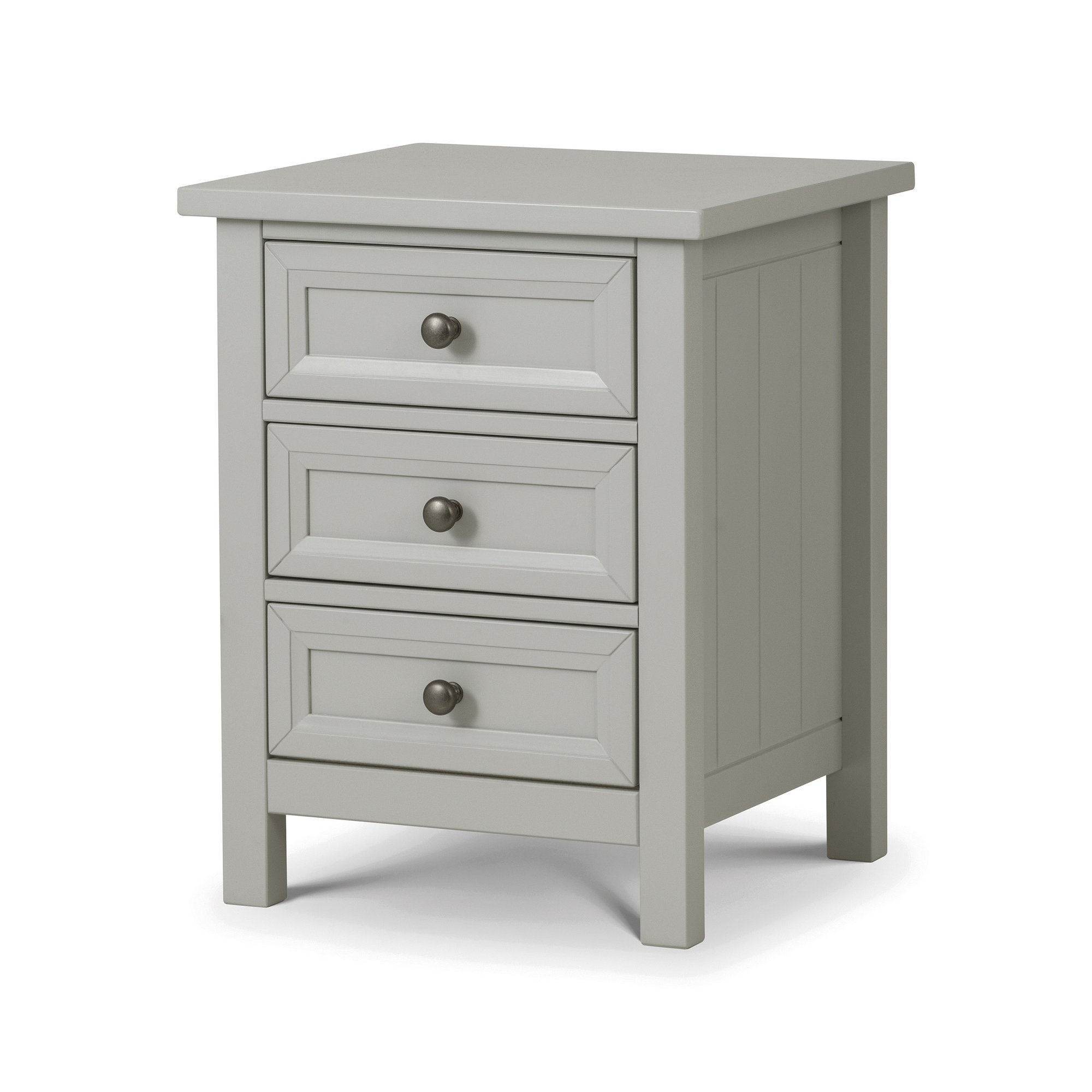 Julian Bowen Maine 3 Drawer Bedside Table - Dove Grey Wood