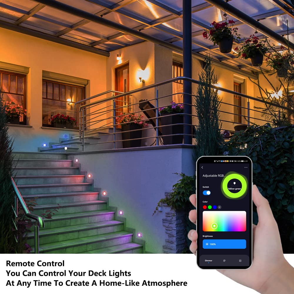 YZGWZLD RGB LED Decking Lights – 10 Pack Bluetooth Smart Garden Plinth Lights