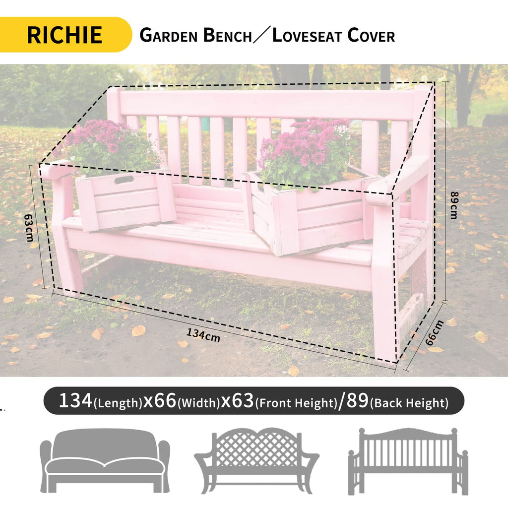 RICHIE 2 Seater Garden Bench Cover | Heavy-Duty 600D Oxford Fabric - Green