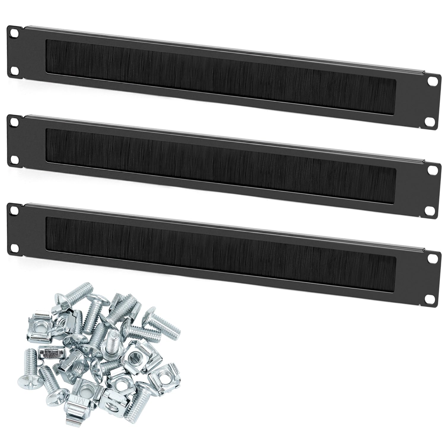 QWORK 19" Server Cabinet Brush Cable Entry Patch Panel Plate