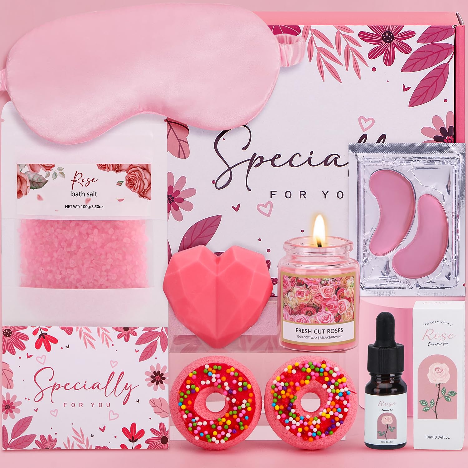 Rose Spa Gift Set – 9 Piece Pamper Hamper & Self Care Box